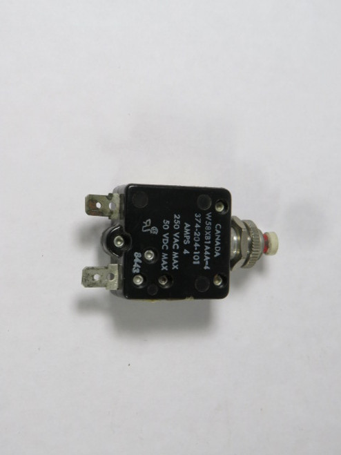 Potter & Brumfield W58XB1A4A-4 Circuit Breaker 4A 250VAC 1P USED