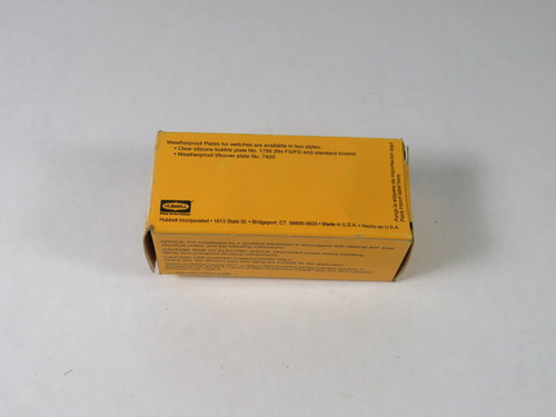 Hubbell HBL1201I Toggle Switch 15A 120-277VAC 1P ! NEW !