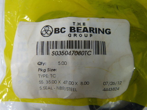 BC Bearing Group S035047080TC Oil Seal *Bag of 5* ! NWB !