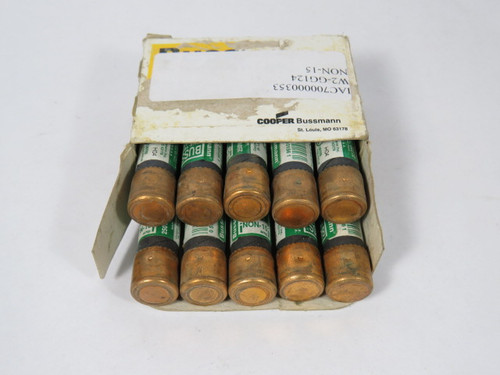 Bussmann NON-15 One Time Fuse 15A 250V 10-Pack *Damage to Box* NEW