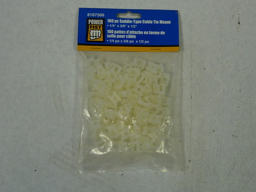 Power Fist 8167306 Saddle-Type Cable Tie Mounts 1/4x3/8x1/2" ! NEW !