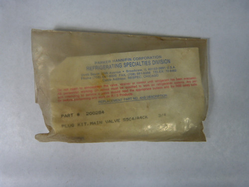 Parker 200284 Plug Kit for Main Valve DIRTY BAG NWB