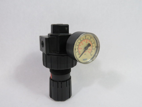 Parker 06R110AC 1/4" Air Line Regulator w/ Gauge 250PSI 1700kPa USED