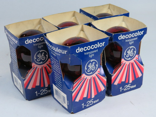 General Electric DecoColor CG191TR1 Transparent Red Bulb 25W Lot of 5 ! NEW !
