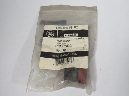 General Electric P9SPNRG Flush Square Momentary Push Button w/Holder Red Cap NWB