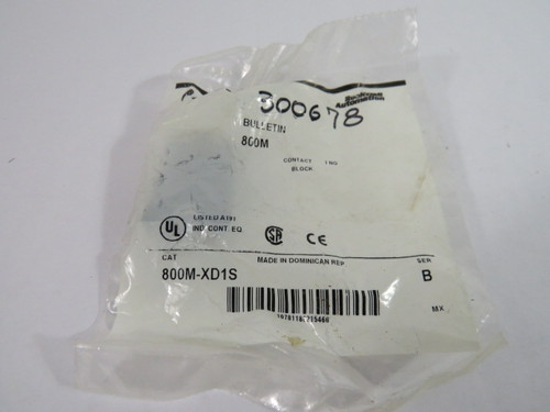 Allen-Bradley 800M-XD1S Contact Block 1 N/O 110-300VAC ! NWB !