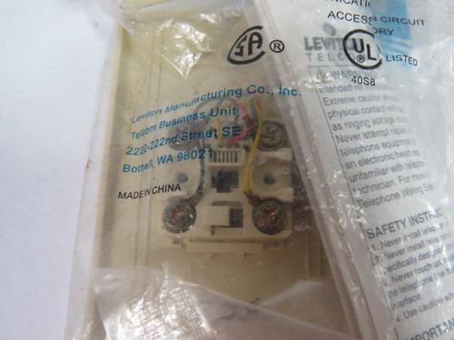 Leviton 4625B-41A Beige 1-Gang Telephone Jack Type 625B4 4 Conductor ! NWB !