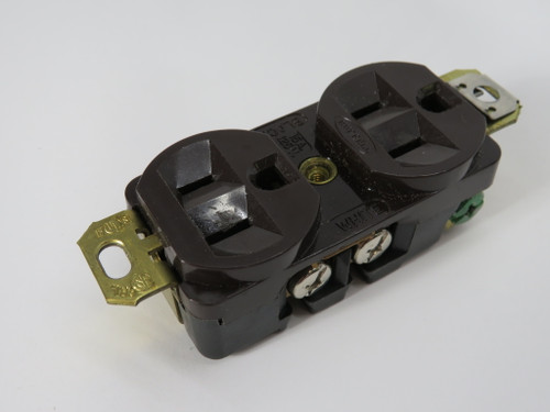 Hubbell 5252 Brown Duplex Receptacle 15A 125V 3W 2P USED
