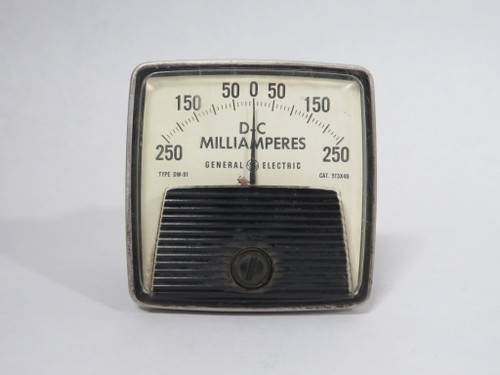 General Electric DC Milliammeter 250-0-250mA DC 2-1/2" Diameter Cat. 513X49 USED