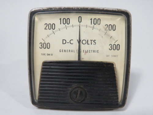 General Electric DC Voltmeter 300-0-300VDC 2-1/2" Diameter Cat. 519X17 USED