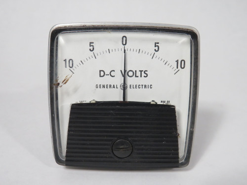 General Electric DC Voltmeter 10-0-10VDC 2-1/2" Diameter FS=15V USED