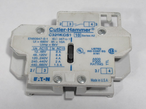 Eaton Cutler-Hammer C320KGS1 Side-Mount Auxiliary Contact 1NO 690V 10A USED