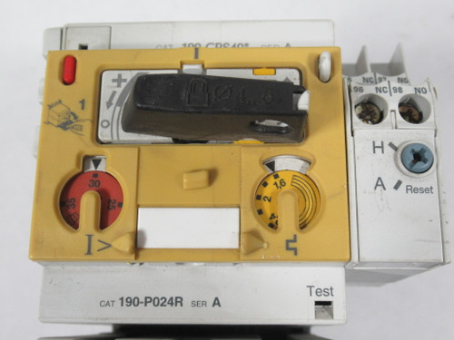 Moeller PKZ2/ZM-2.4/S-SP(24V) Motor Controller 1.6-2.4A 24VDC C/W 190-A40Z USED