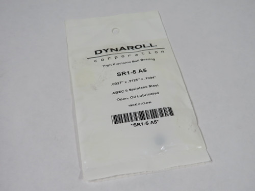 Dynaroll SRI-5A5 Stainless Steel Bearing 0.3125" OD 0.0937" ID 0.1094" W NWB