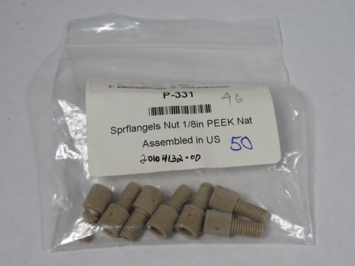 SciPro P-331X Flangeless Nut PEEK Fitting for 1/8" OD Natural Lot of 6 NWB