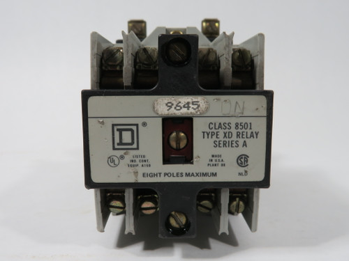 Square D 8501XDO20V66 Form 9645 Type X Control Relay 230/250VDC 2NO USED