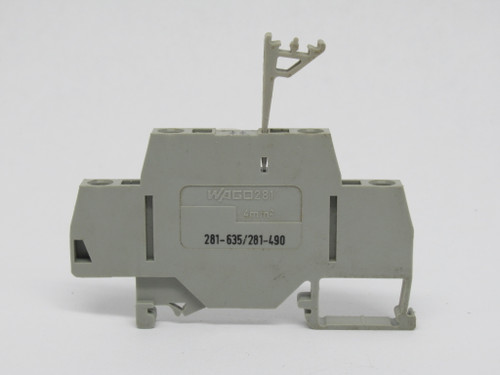 Wago 281-635/281-490 Component Terminal Block w/ 2 Diodes 4mm Gray USED