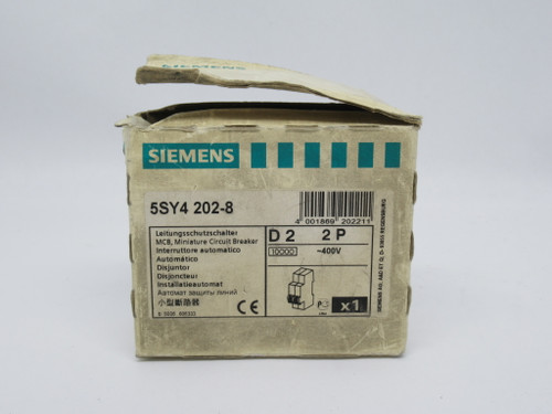 Siemens 5SY4202-8 Mini Circuit Breaker 2A 400V 2-Pole *DAMAGED BOX* NEW