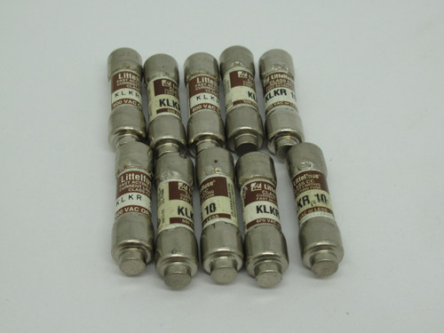 Littelfuse KLKR-10 Fast Acting Current Limiting Fuse 10A 600VAC *LOT OF 10* USED