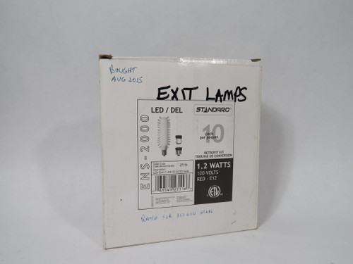 Standard 27116 LED Exit Bulb Retrofit Kit 1.4W 120V 10-Pack MISSING ADAPTERS NEW