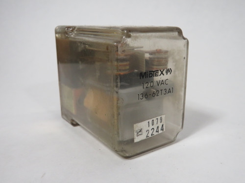 Midtex 136-62T3A1 Plug-In Relay 120V 8-Blade USED