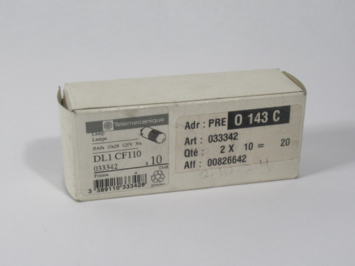 Telemecanique DL1CF110 Neon Bulb 2.5W 110V Lot of 2 NEW