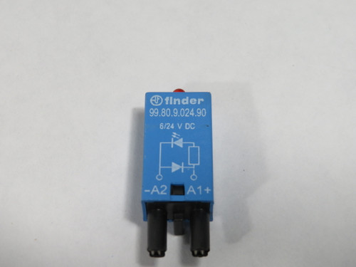 Finder 99.80.9.024.90 Relay LED and Diode Module 6/24VDC Red USED