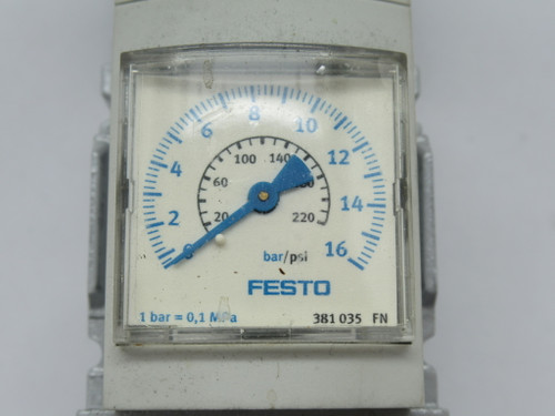 Festo 535724 MS4-LFR-1/4-D7-E-U-M-AS Filter Regulator w/ Gauge 0-16 bar USED