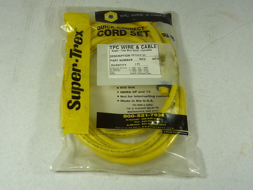 TPC 84412 Cordset Female 4 Pin 12FT NWB