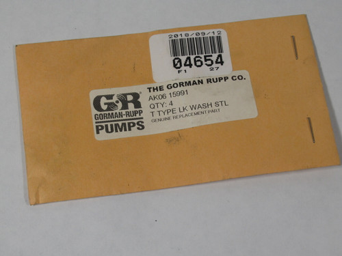 Gorman-Rupp AK06-15991 T Type Lock Washer 4-Pack SEALED NEW