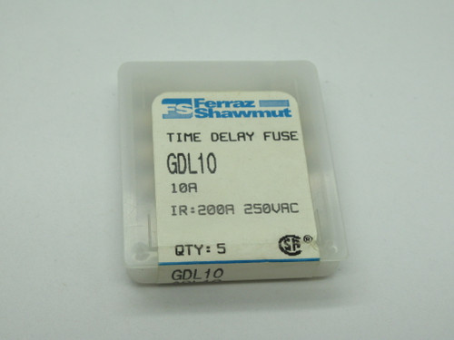 Ferraz Shawmut GDL10 Time Delay Glass Fuse 10A 250V *5-Pack* SEALED NEW