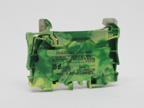 Wago 2004-1207 TOPJOB Terminal Block Green/Yellow 2 Conductor 4mm2 USED