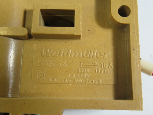 Weidmuller SAKS-4 Fuse Terminal Block W Metal Loop 16A 380V USED
