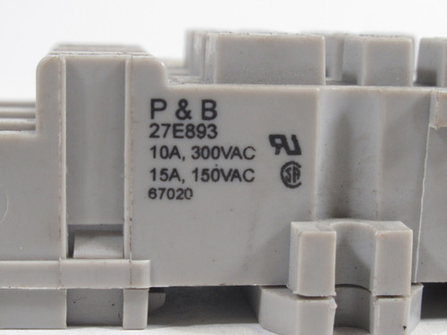 Potter & Brumfield 27E893 Relay Socket 10A/300VAC 15A/150Vac 11-Pin USED