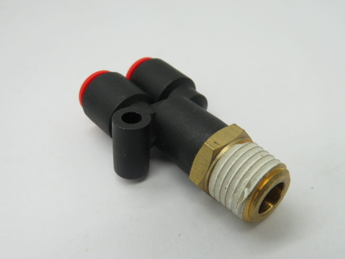SMC KQU07-35S Branch Y Push-In Fitting 1/4" Tube 1/4" NPT USED