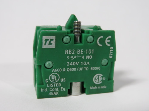 Trillium Controls RB2-BE-101 Contact Block 1NO 240V 10A USED