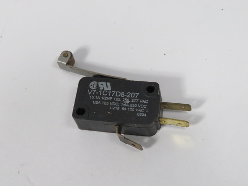 Microswitch V7-1C17D8-207 Roller Lever Switch SPDT 15.1A@1/2HP 125/250/277V USED