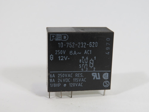 PED 10-752-232-620 Plug-In Relay 250V 6A 8-Blade USED