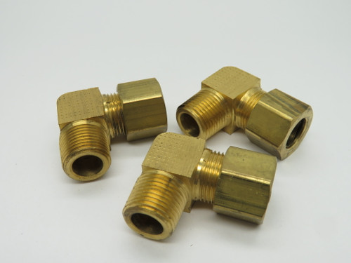 Anderson Fittings 69A-8C Brass Compression Elbow 1/2" Tube x 3/8" MNPT Lot/3 NOP