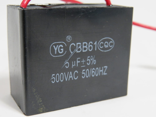 YG CBB61-5 Capacitor 5uf +/- 5% 500V 50/60Hz USED