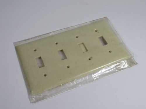 Hubbell P4I Ivory 4-Gang 4-Toggle Switch Cover Plate NWB
