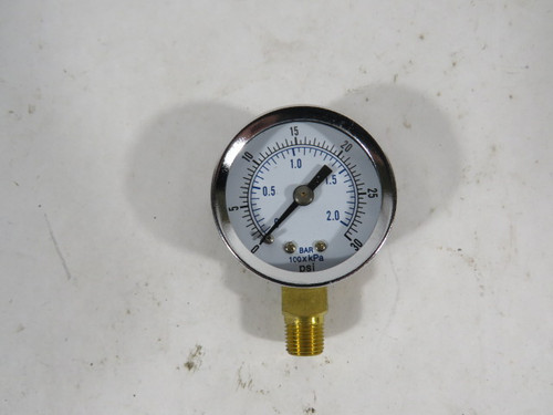 Generic Pressure Gauge 0-30psi 0-2.0bar Bottom-Mount ! NEW !