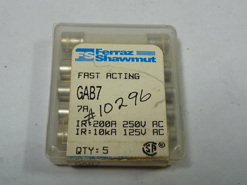 Ferraz Shawmut GAB7 Fast Acting Fuse 7A 250V 5-Pack ! NEW !