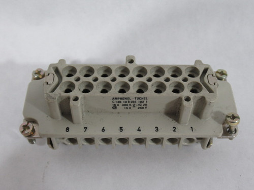 Amphenol C14610B0161021 16 Pin Female Connector 16A@380V 20Hz 15A@250V USED