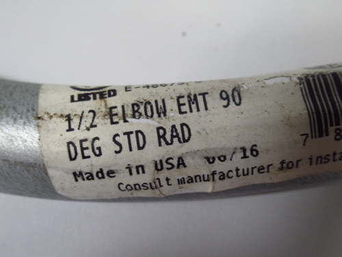 Generic 1/2-90DEG Galvanized EMT Elbow Fitting Approx 9" Long NOP