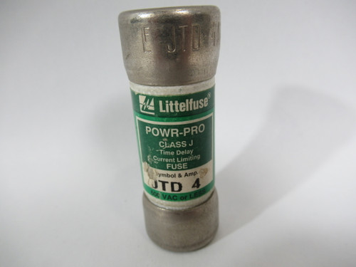 Littelfuse JTD-4 Time Delay Current Limiting Powr-Pro Fuse 4A 600VAC USED