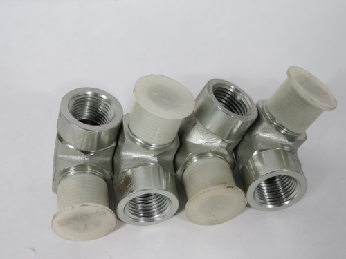 Parker 1/2x3/8-CD-S 90DEG Elbow Fitting 1/2-14 NPT 3/8-18 FNPT Lot of 4 NOP