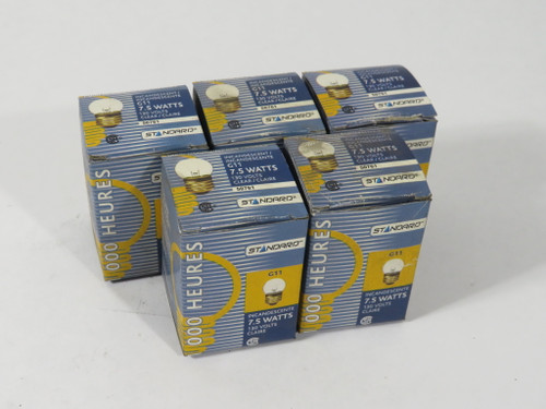 Standard 7.5G11/CL/1M/130V/STD Clear Incandescent Bulb 7.5W 130V Lot of 5 NEW