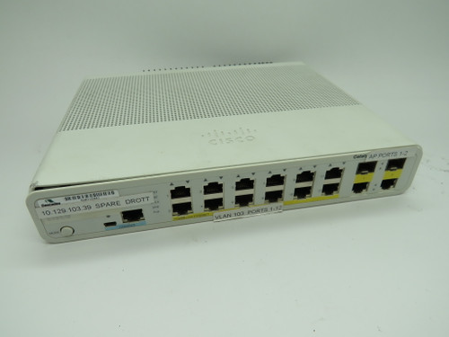 Cisco WS-C2960C-12PC-L 12-Port Silent POE Switch 100-240V 2.5-1.25A COS DMG USED