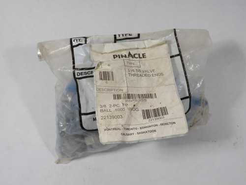 PinAcle 316VTB20375 2-Piece Ball Valve 3/8" FNPT 1000 WOG 316 SS 6-Pack NWB